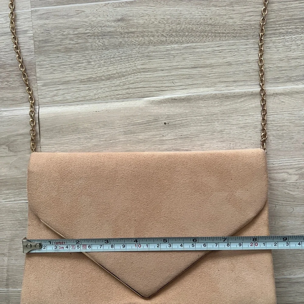 Faux Suede Envelope Crossbody Bag in Nude